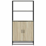 Hoge kast 68x35x139 cm bewerkt hout en metaal zwart - AllerleiShop