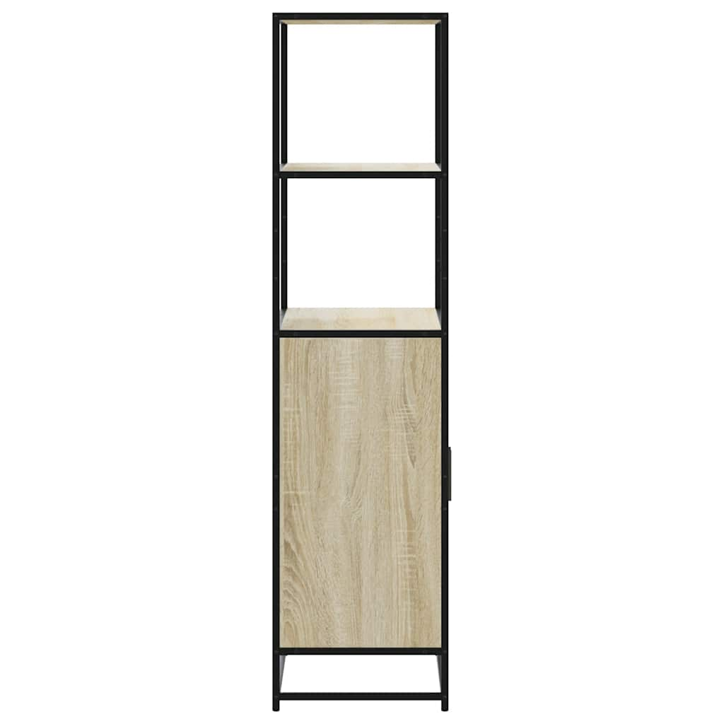 Hoge kast 68x35x139 cm bewerkt hout en metaal zwart - AllerleiShop