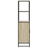 Hoge kast 68x35x139 cm bewerkt hout en metaal zwart - AllerleiShop