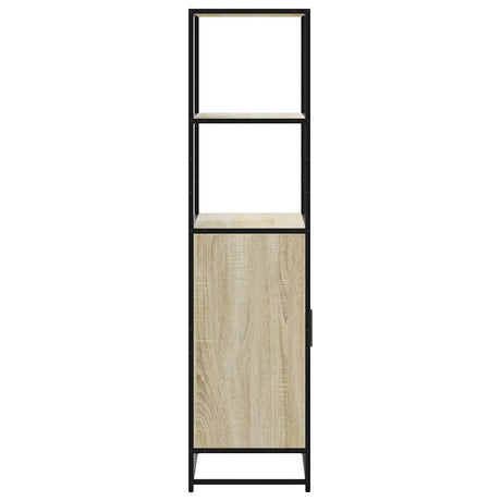 Hoge kast 68x35x139 cm bewerkt hout en metaal zwart - AllerleiShop