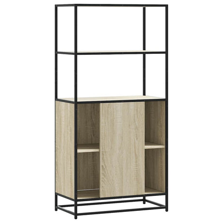 Hoge kast 68x35x139 cm bewerkt hout en metaal zwart - AllerleiShop