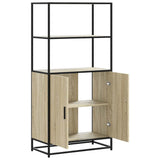 Hoge kast 68x35x139 cm bewerkt hout en metaal zwart - AllerleiShop