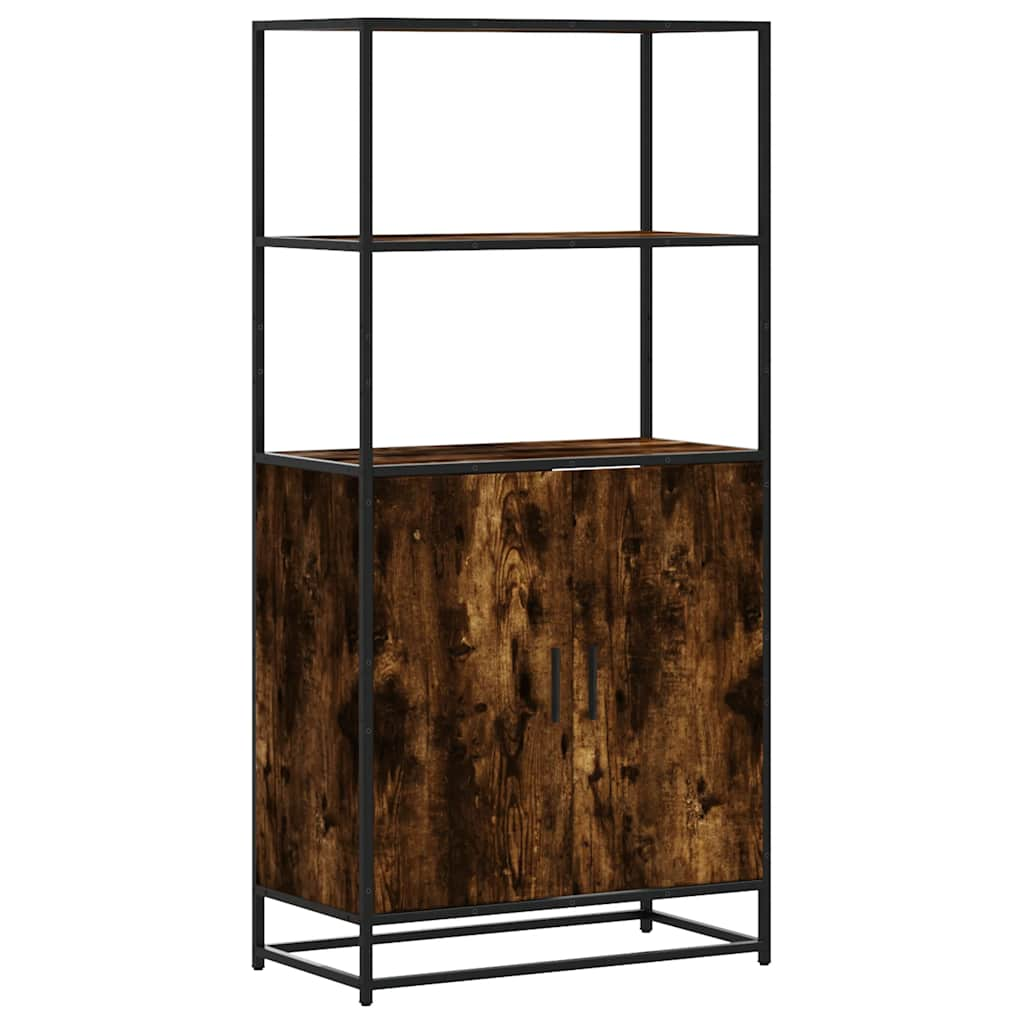 Hoge kast 68x35x139cm bewerkt hout en metaal gerookt eikenkleur - AllerleiShop