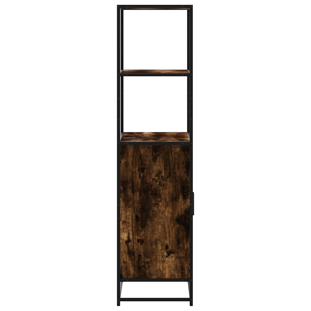 Hoge kast 68x35x139cm bewerkt hout en metaal gerookt eikenkleur - AllerleiShop