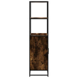 Hoge kast 68x35x139cm bewerkt hout en metaal gerookt eikenkleur - AllerleiShop