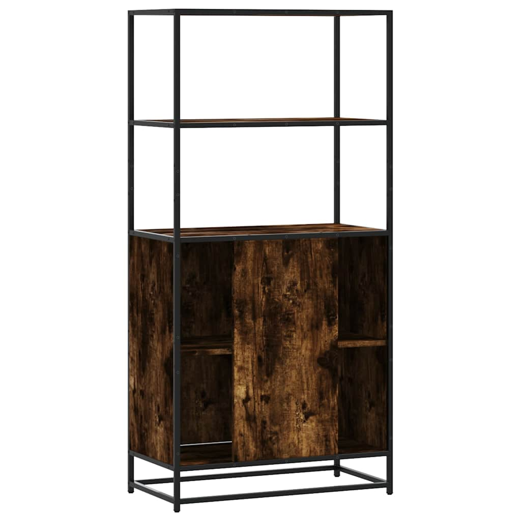 Hoge kast 68x35x139cm bewerkt hout en metaal gerookt eikenkleur - AllerleiShop