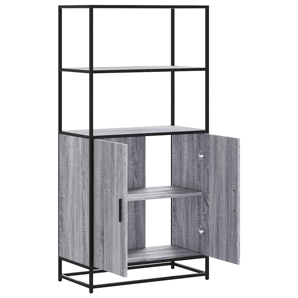 Hoge kast 68x35x139cm bewerkt hout en metaal grijs sonoma eiken - AllerleiShop