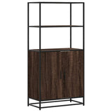 Hoge kast 68x35x139 cm bewerkt hout en metaal bruin eikenkleur - AllerleiShop