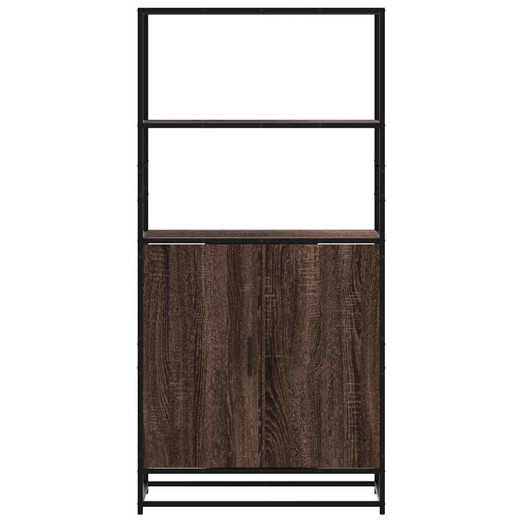 Hoge kast 68x35x139 cm bewerkt hout en metaal bruin eikenkleur - AllerleiShop