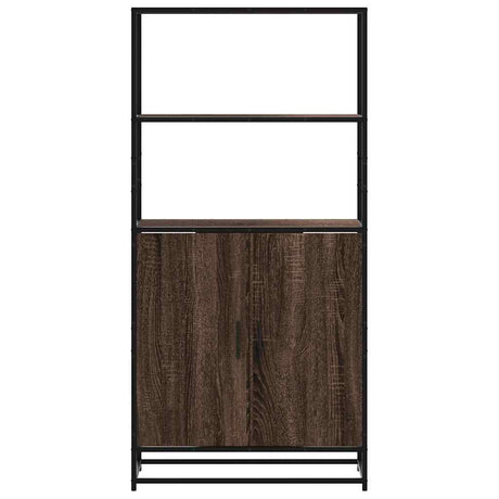 Hoge kast 68x35x139 cm bewerkt hout en metaal bruin eikenkleur - AllerleiShop