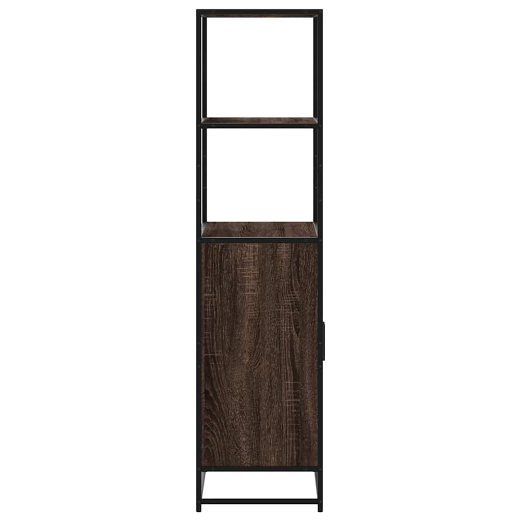 Hoge kast 68x35x139 cm bewerkt hout en metaal bruin eikenkleur - AllerleiShop