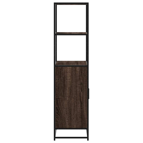 Hoge kast 68x35x139 cm bewerkt hout en metaal bruin eikenkleur - AllerleiShop