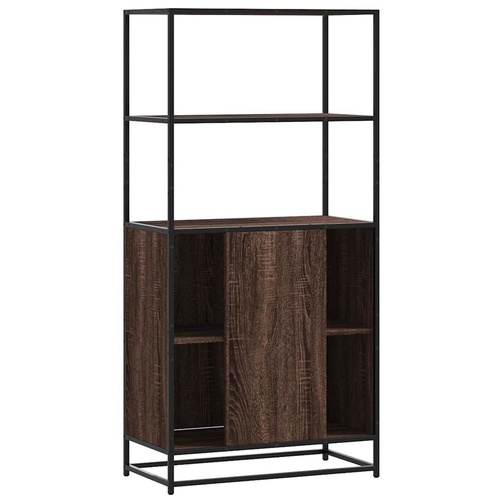 Hoge kast 68x35x139 cm bewerkt hout en metaal bruin eikenkleur - AllerleiShop