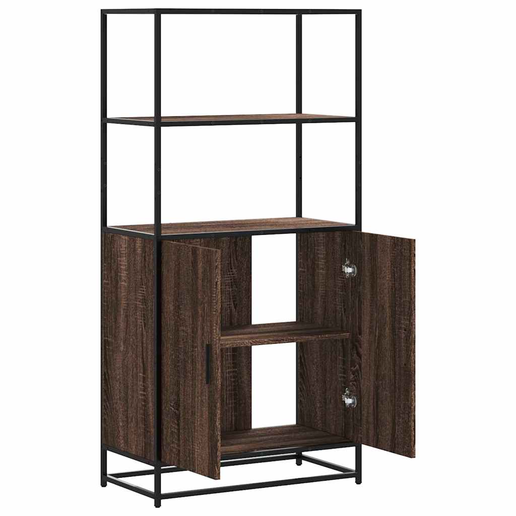 Hoge kast 68x35x139 cm bewerkt hout en metaal bruin eikenkleur - AllerleiShop