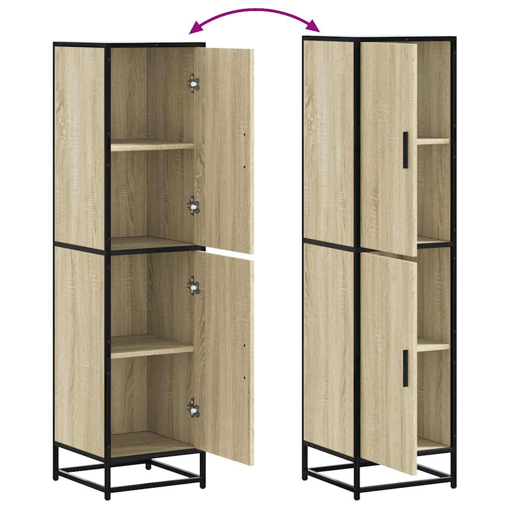 Hoge kast 35,5x35x139 cm bewerkt hout en metaal sonoma eiken - AllerleiShop