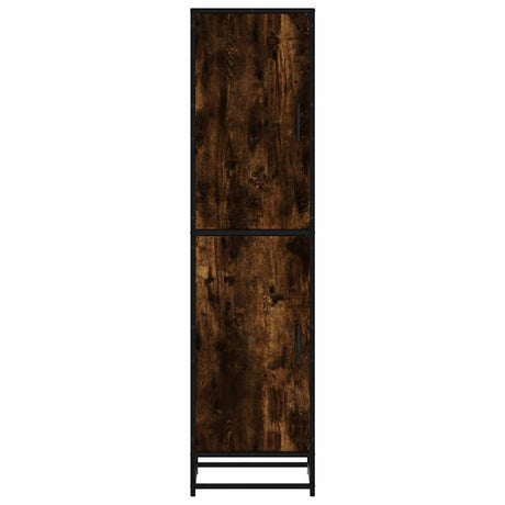 Hoge kast 35,5x35x139 cm bewerkt hout en metaal gerookt eiken - AllerleiShop