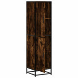 Hoge kast 35,5x35x139 cm bewerkt hout en metaal gerookt eiken - AllerleiShop