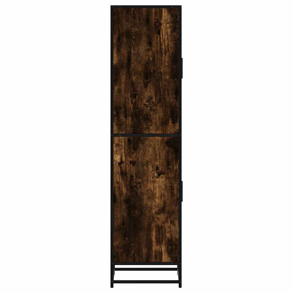 Hoge kast 35,5x35x139 cm bewerkt hout en metaal gerookt eiken - AllerleiShop