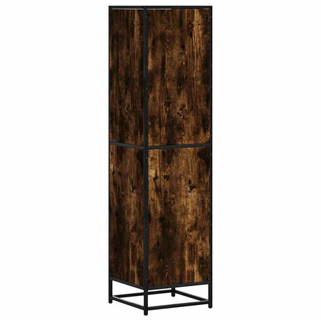 Hoge kast 35,5x35x139 cm bewerkt hout en metaal gerookt eiken - AllerleiShop