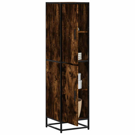 Hoge kast 35,5x35x139 cm bewerkt hout en metaal gerookt eiken - AllerleiShop