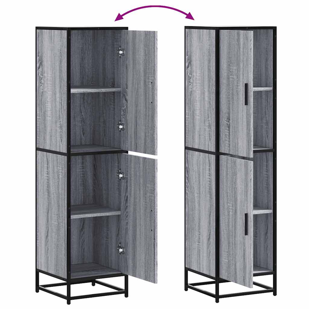 Hoge kast 35,5x35x139 cm bewerkt hout en metaal grijs sonoma - AllerleiShop