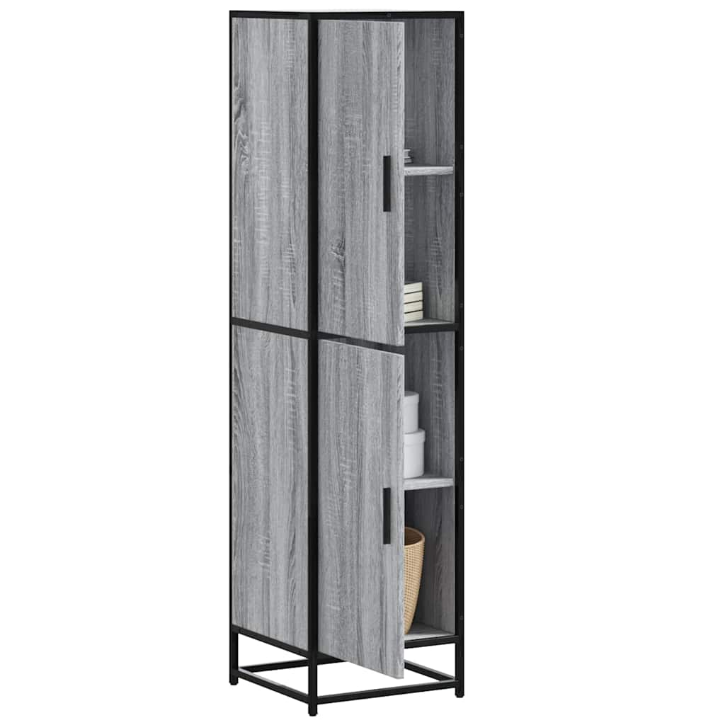 Hoge kast 35,5x35x139 cm bewerkt hout en metaal grijs sonoma - AllerleiShop