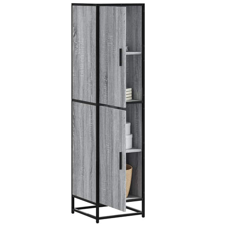 Hoge kast 35,5x35x139 cm bewerkt hout en metaal grijs sonoma - AllerleiShop