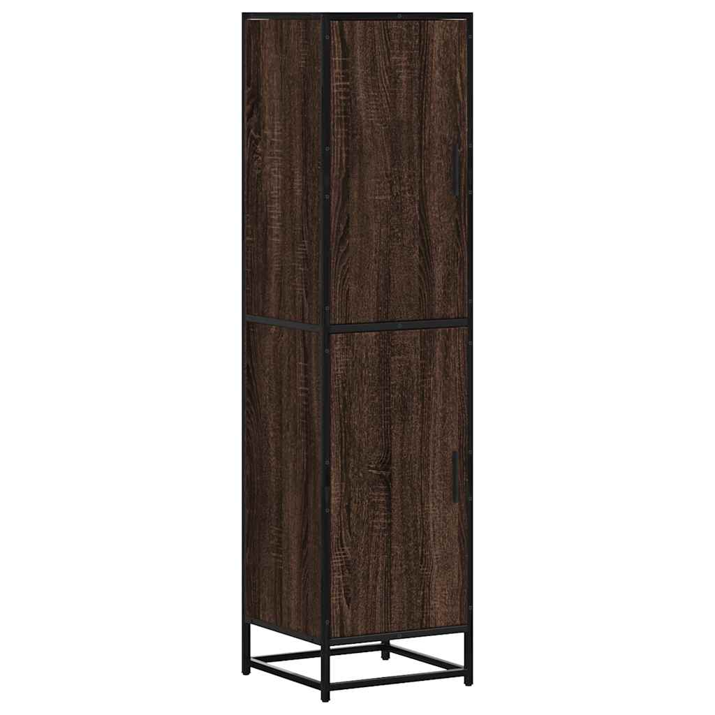 Hoge kast 35,5x35x139 cm bewerkt hout en metaal bruin eiken - AllerleiShop