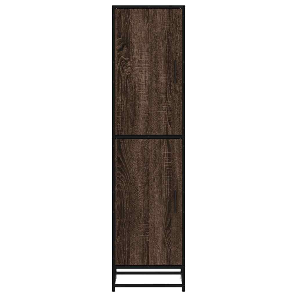 Hoge kast 35,5x35x139 cm bewerkt hout en metaal bruin eiken - AllerleiShop