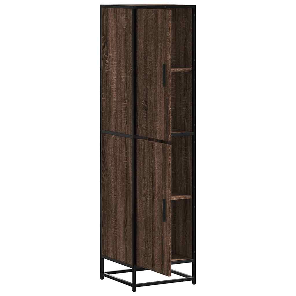 Hoge kast 35,5x35x139 cm bewerkt hout en metaal bruin eiken - AllerleiShop