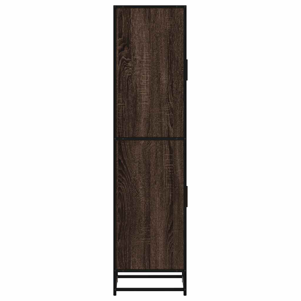 Hoge kast 35,5x35x139 cm bewerkt hout en metaal bruin eiken - AllerleiShop