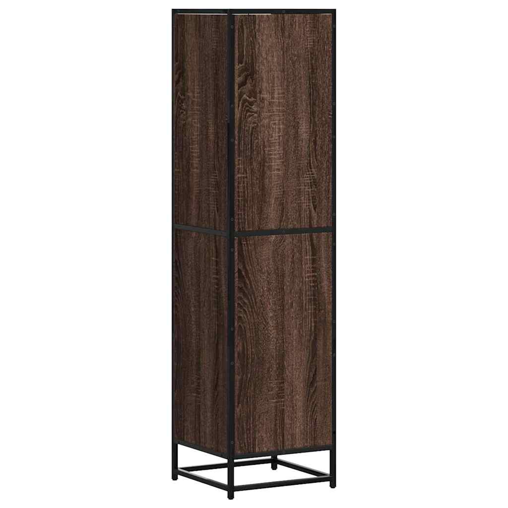 Hoge kast 35,5x35x139 cm bewerkt hout en metaal bruin eiken - AllerleiShop