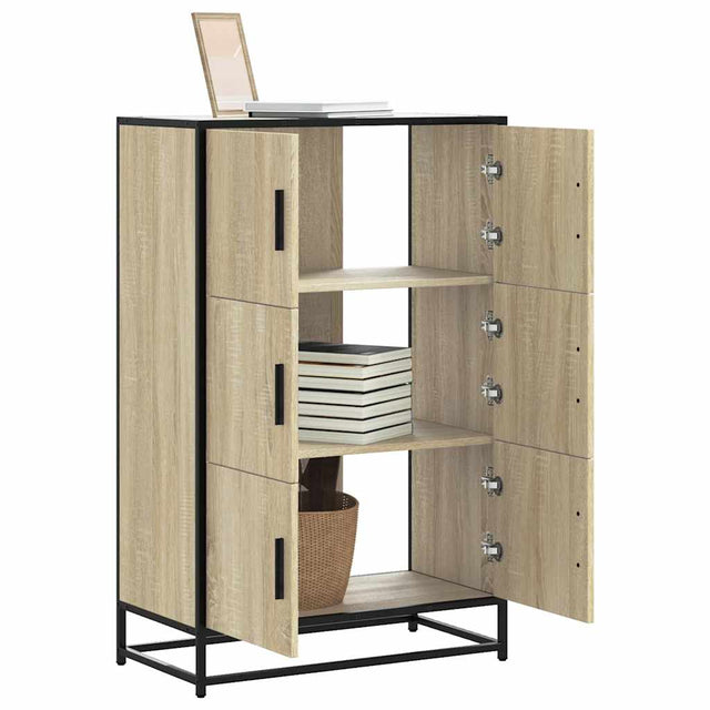 Hoge kast 68x35x106,5 cm bewerkt hout en metaal sonoma eiken - AllerleiShop