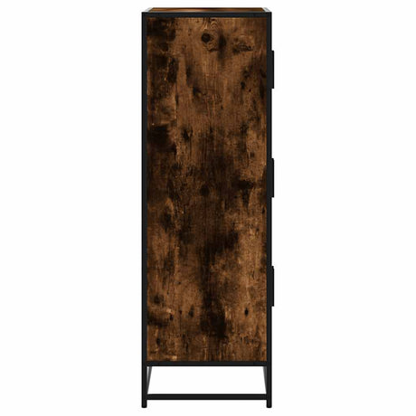 Hoge kast 68x35x106,5 cm bewerkt hout en metaal gerookt eiken - AllerleiShop