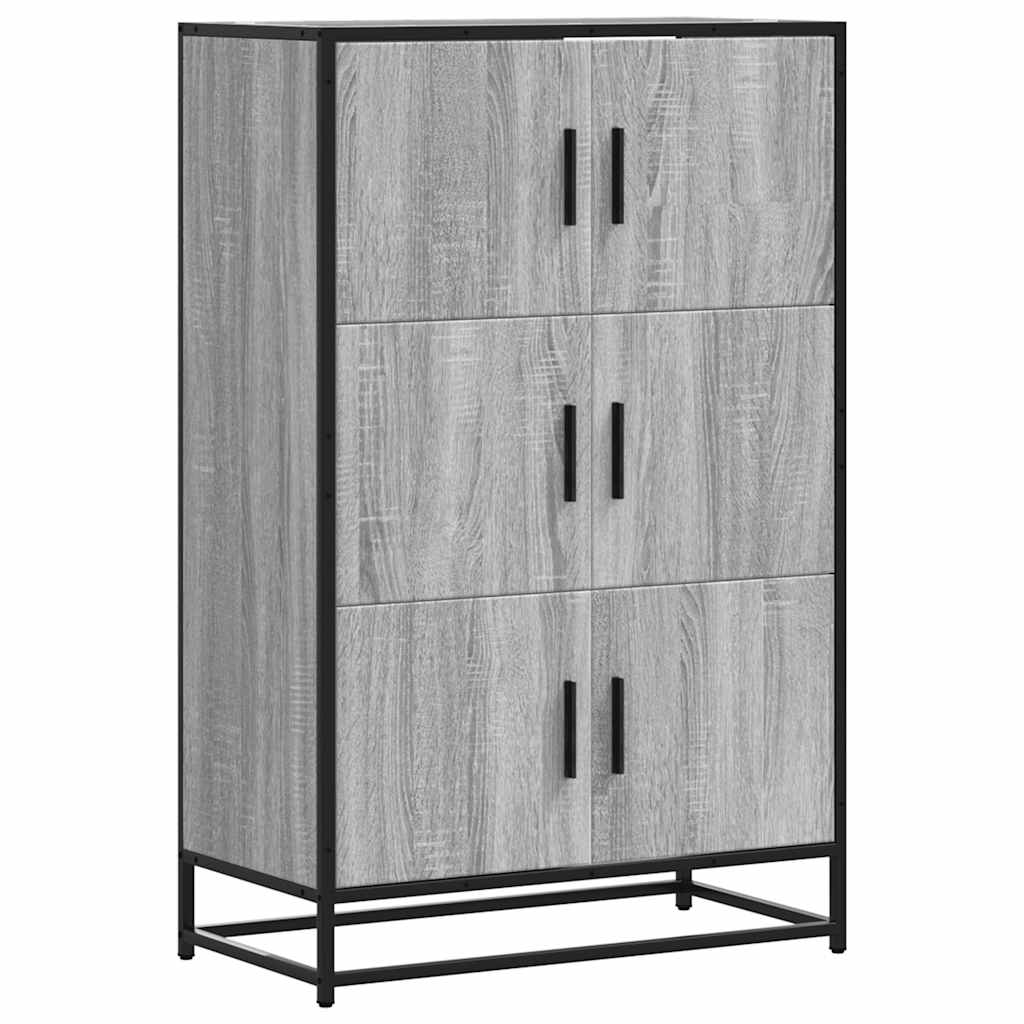 Hoge kast 68x35x106,5 cm bewerkt hout en metaal grijs sonoma - AllerleiShop