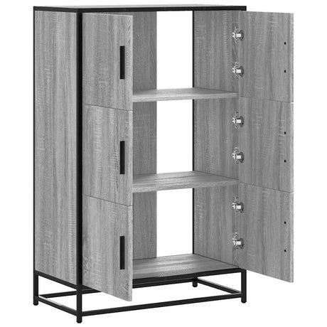 Hoge kast 68x35x106,5 cm bewerkt hout en metaal grijs sonoma - AllerleiShop