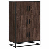 Hoge kast 68x35x106,5cm bewerkt hout en metaal bruin eikenkleur - AllerleiShop