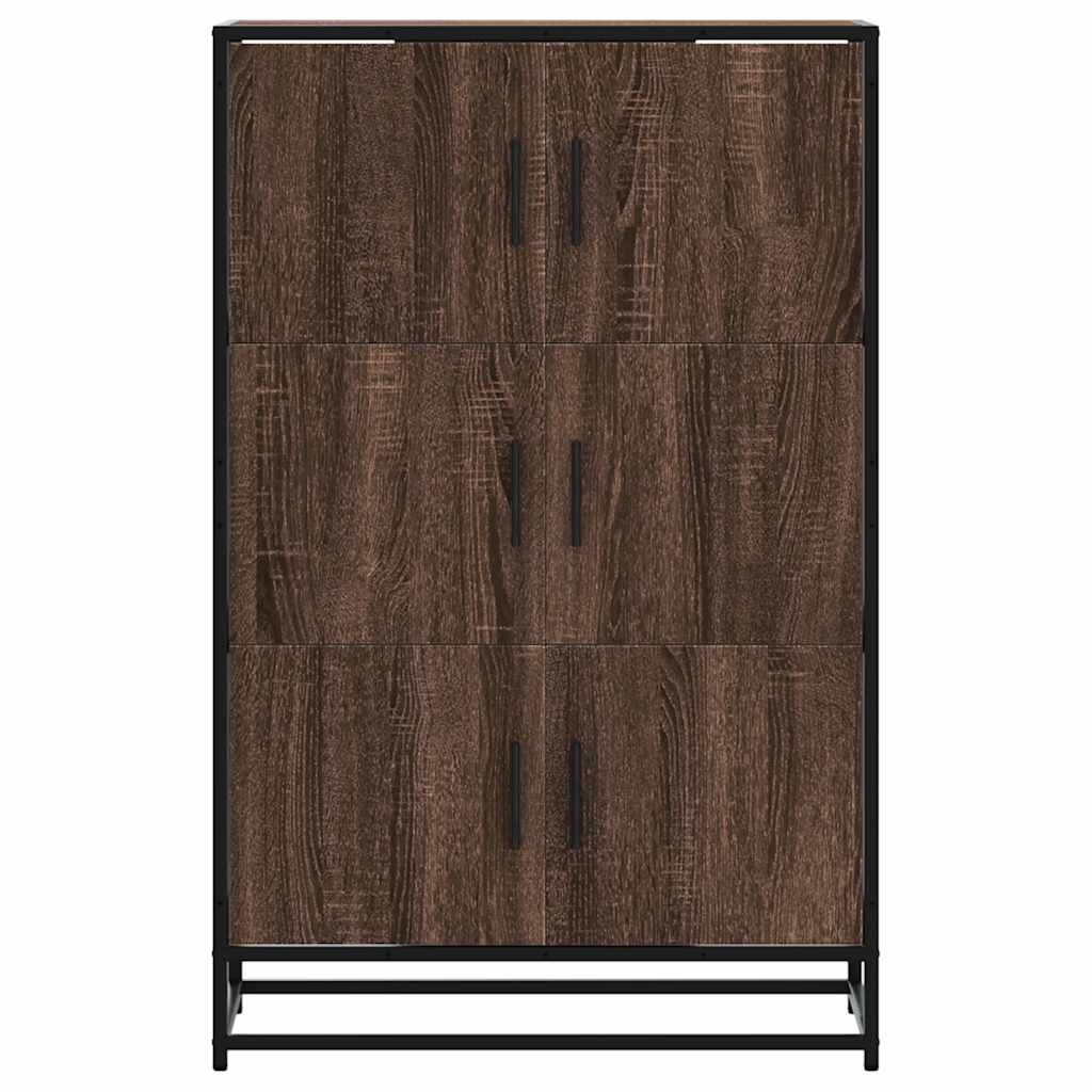 Hoge kast 68x35x106,5cm bewerkt hout en metaal bruin eikenkleur - AllerleiShop