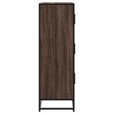 Hoge kast 68x35x106,5cm bewerkt hout en metaal bruin eikenkleur - AllerleiShop