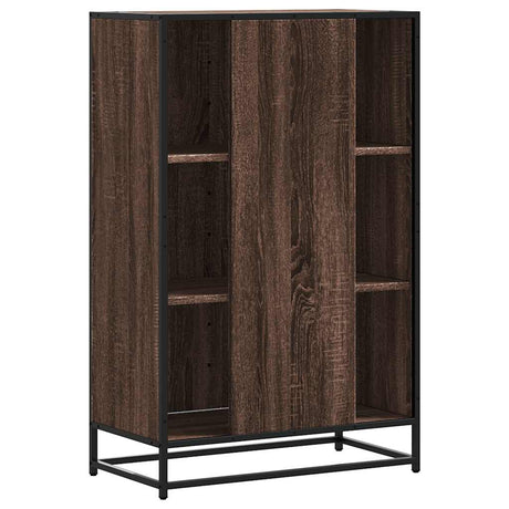 Hoge kast 68x35x106,5cm bewerkt hout en metaal bruin eikenkleur - AllerleiShop