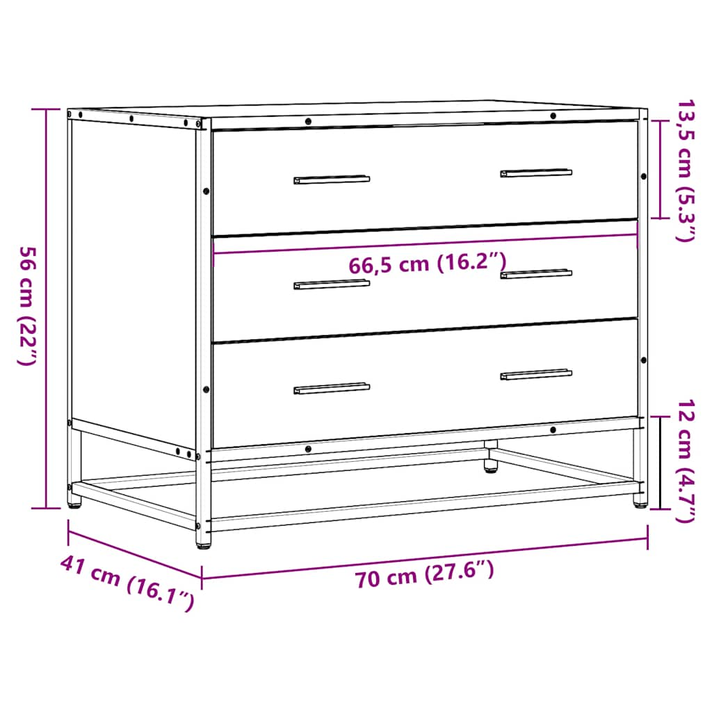 Ladekast 70x41x56 cm bewerkt hout zwart - AllerleiShop