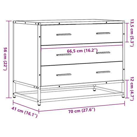 Ladekast 70x41x56 cm bewerkt hout sonoma eikenkleurig - AllerleiShop