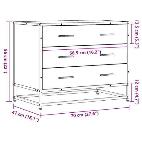 Ladekast 70x41x56 cm bewerkt hout gerookt eikenkleurig - AllerleiShop