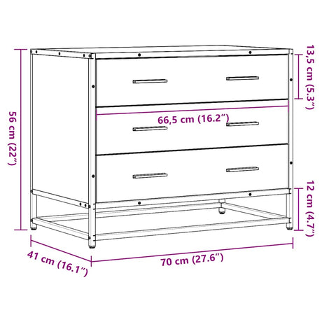 Ladekast 70x41x56 cm bewerkt hout grijs sonoma eikenkleurig - AllerleiShop