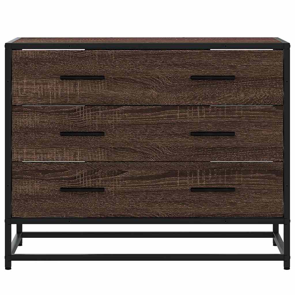 Ladekast 70x41x56 cm bewerkt hout bruin eikenkleur - AllerleiShop