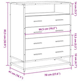 Ladekast 70x41x70 cm bewerkt hout zwart - AllerleiShop