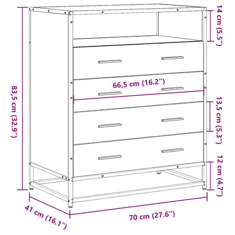 Ladekast 70x41x70 cm bewerkt hout zwart - AllerleiShop