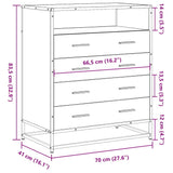 Ladekast 70x41x70 cm bewerkt hout gerookt eikenkleurig - AllerleiShop