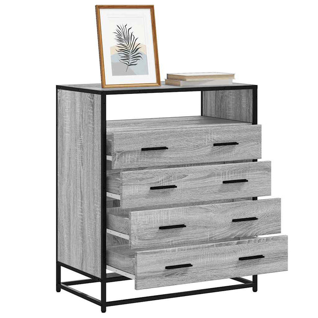 Ladekast 70x41x70 cm bewerkt hout grijs sonoma eikenkleurig - AllerleiShop