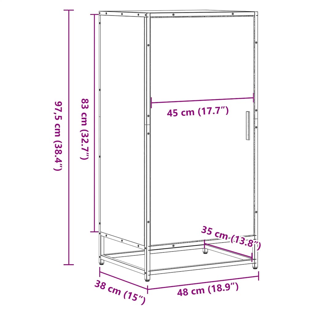 Schoenenrek 48x38x97,5 cm bewerkt hout gerookt eikenkleurig - AllerleiShop